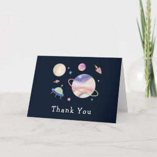 Tarjeta De Agradecimiento Noche Galaxia Espacio Luna Estrella Baby Shower