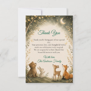 Tarjeta De Agradecimiento Noche Mágica del Bosque Baby Shower