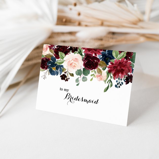 Tarjeta De Agradecimiento Noche Rustic Burgundy Bridesmaid Gracias (Subido por el creador)