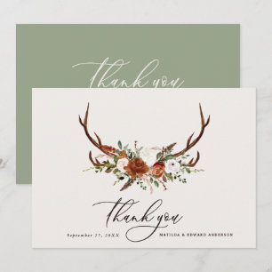 Tarjeta De Agradecimiento Noche rústica elegante gracias a rust sage verde