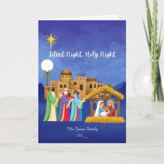 Tarjeta De Agradecimiento Noche silenciosa, noche sagrada (Anverso)