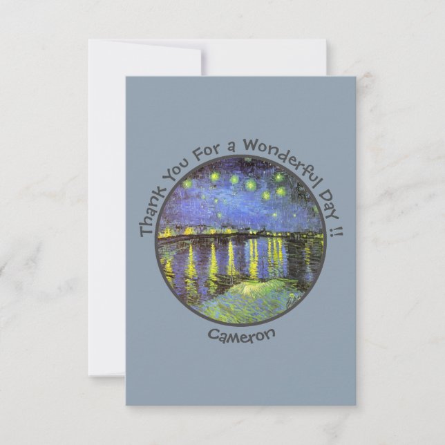 Tarjeta De Agradecimiento Noche van Gogh Starry sobre artículos de Fiesta en (Anverso)