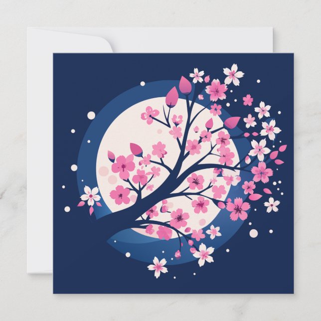 Tarjeta De Agradecimiento Noches de cerezo en flor (Anverso)