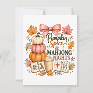 Tarjeta De Agradecimiento Noches de Mahjong con Especias de Calabaza