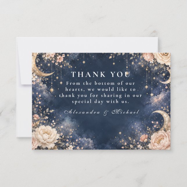 Tarjeta De Agradecimiento Noches estrelladas celestiales boda (Anverso)
