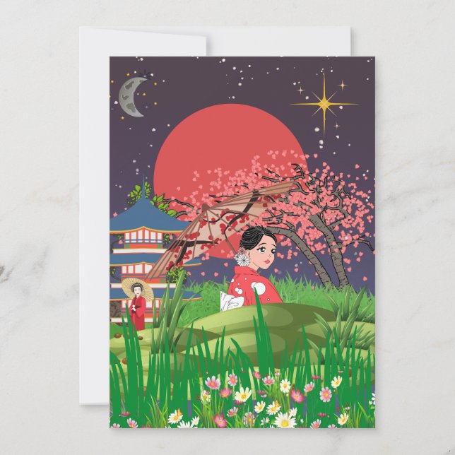 Tarjeta De Agradecimiento Noches japonesas (Anverso)