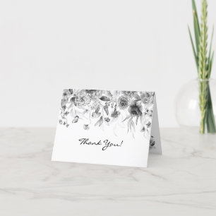 Tarjeta De Agradecimiento Nombre, Black & White Elegant Bella Artes Florals