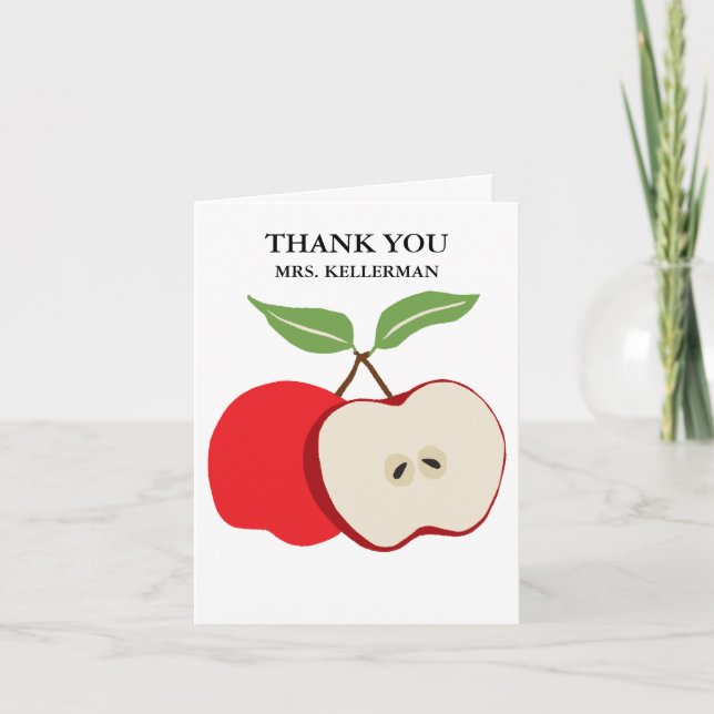 Tarjeta De Agradecimiento Nombre con monograma del medio de Apple aprecio (Anverso)