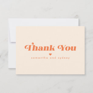 Tarjeta De Agradecimiento Nombre con tipografía retro naranja crema minimali