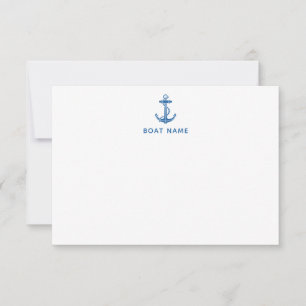 Tarjeta De Agradecimiento Nombre de barco ancla náutica capitán personalizad