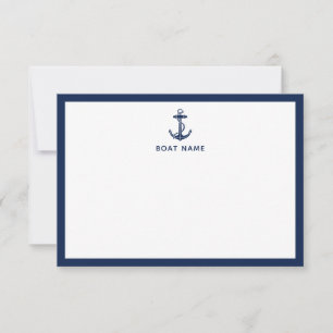 Tarjeta De Agradecimiento Nombre de barco de ancla náutica personalizado