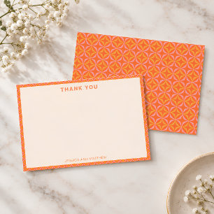 Tarjeta De Agradecimiento Nombre de boda personalizado rosa naranja moderno