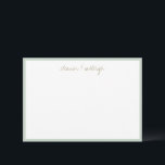 Tarjeta De Agradecimiento Nombre de guion personalizado de borde minimalista<br><div class="desc">Tarjeta de agradecimiento de nombre de guion personalizado de borde minimalista de menta salvia</div>