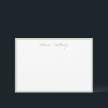 Tarjeta De Agradecimiento Nombre de guion personalizado de borde minimalista<br><div class="desc">Tarjeta de agradecimiento con nombre de guion personalizado de borde minimalista de menta salvia</div>