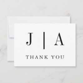 Tarjeta De Agradecimiento Nombre De Pareja Monograma Moderno, Simple, Blanco