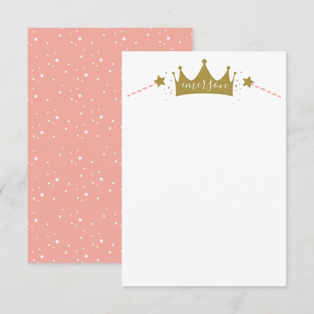 Tarjeta De Agradecimiento Nombre de Princesa Rosa y Dorado con Letra Script  (Anverso / Reverso)
