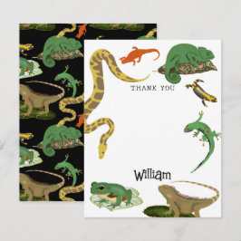 Tarjeta De Agradecimiento Nombre de reptiles, lagartos y anfibios para niños