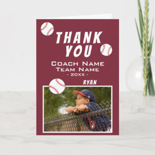 Tarjeta De Agradecimiento Nombre del equipo de jugador de béisbol Foto Entre