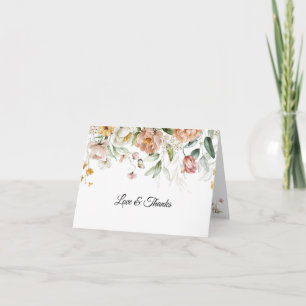 Tarjeta De Agradecimiento Nombre en Floral Drop de Arte Fino Elegante
