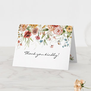 Tarjeta De Agradecimiento Nombre en Floral Drop de Arte Fino Elegante