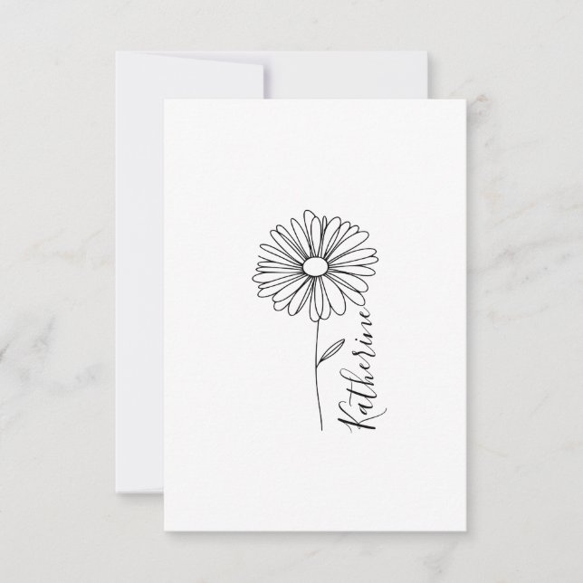 Tarjeta De Agradecimiento Nombre personalizado April daisy Birth Flower (Anverso)
