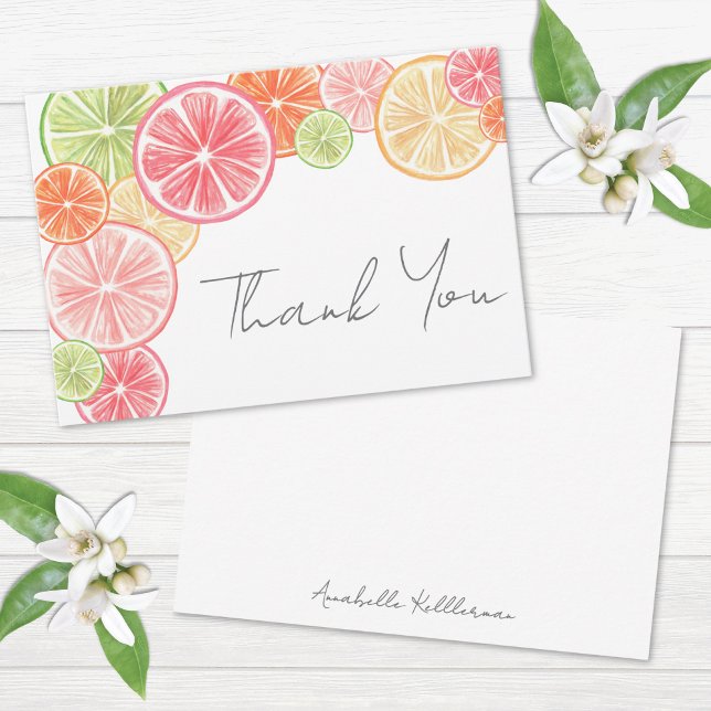 Tarjeta De Agradecimiento Nombre Personalizado Citrus (Citrus Personalized Name Thank You Card)