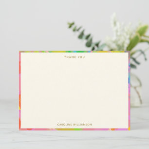 Tarjeta De Agradecimiento Nombre Personalizado Colorido Abstracto Borde Pint