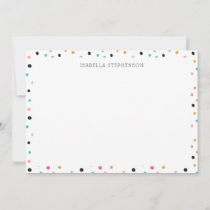 Tarjeta De Agradecimiento Nombre Personalizado con Patrón de Lunares Colorid