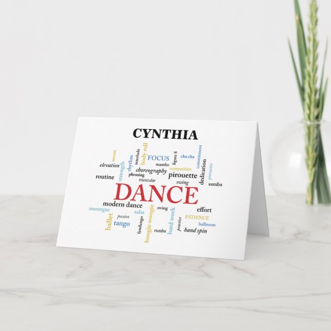 Tarjeta De Agradecimiento Nombre personalizado Dance Teacher Gracias en pala (Anverso)