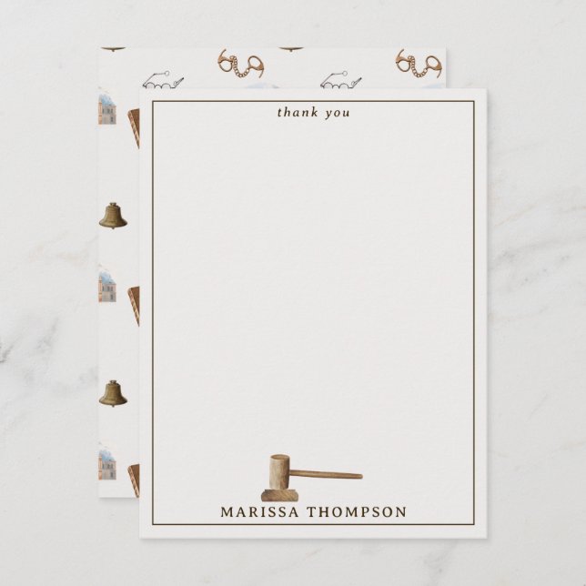 Tarjeta De Agradecimiento Nombre personalizado de antigüedades legales Gavel (Anverso / Reverso)