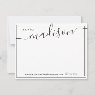Tarjeta De Agradecimiento Nombre personalizado de blanco negro Desde El Es