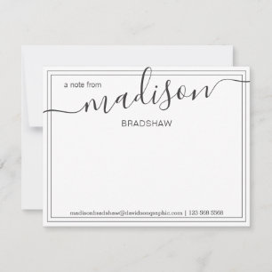 Tarjeta De Agradecimiento Nombre personalizado de blanco negro Desde El Es