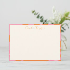 Tarjeta De Agradecimiento Nombre personalizado de mármol abstracto rosa nara