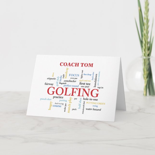 Tarjeta De Agradecimiento Nombre personalizado del entrenador de golf Gracia (Anverso)