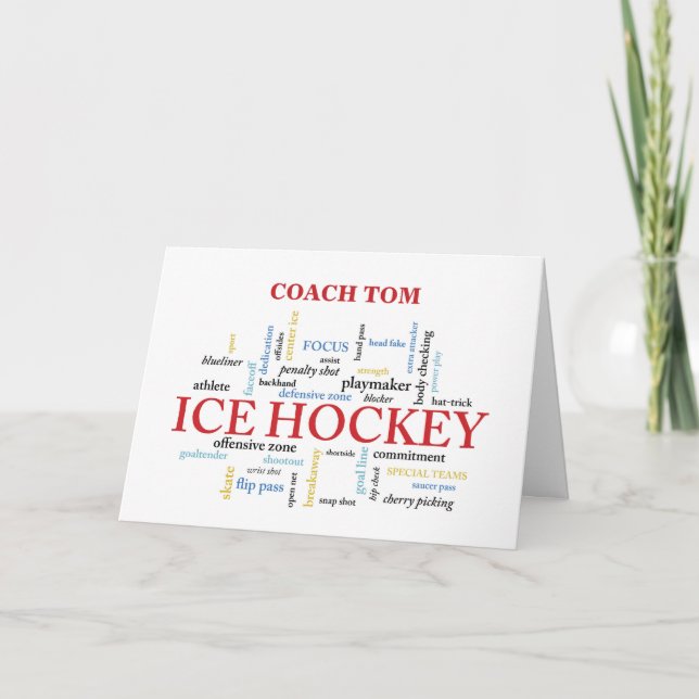 Tarjeta De Agradecimiento Nombre personalizado del entrenador de hockey sobr (Anverso)