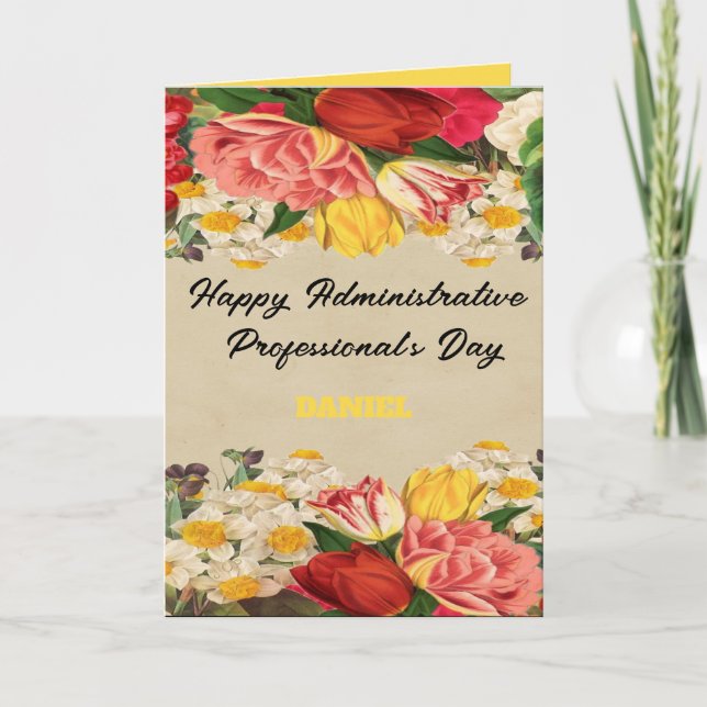 Tarjeta De Agradecimiento Nombre personalizado Día del profesional administr (Anverso)