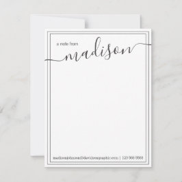 Tarjeta De Agradecimiento Nombre personalizado en blanco y negro | De parte