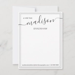 Tarjeta De Agradecimiento Nombre personalizado en blanco y negro   De parte 