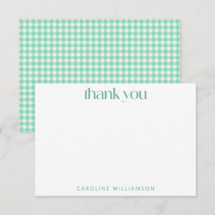 Tarjeta De Agradecimiento Nombre personalizado en cuadros de gingham vintage