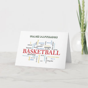 Tarjeta De Agradecimiento Nombre personalizado entrenador de baloncesto grac