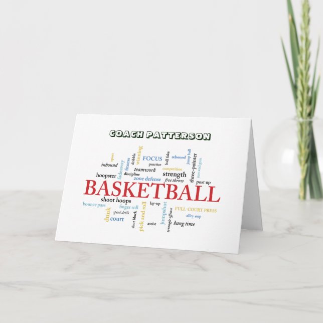 Tarjeta De Agradecimiento Nombre personalizado entrenador de baloncesto grac (Anverso)