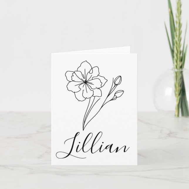 Tarjeta De Agradecimiento Nombre personalizado Marzo jonquil Nacimiento Flor (Anverso)