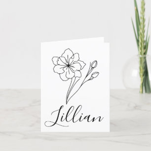 Tarjeta De Agradecimiento Nombre personalizado Marzo jonquil Nacimiento Flor