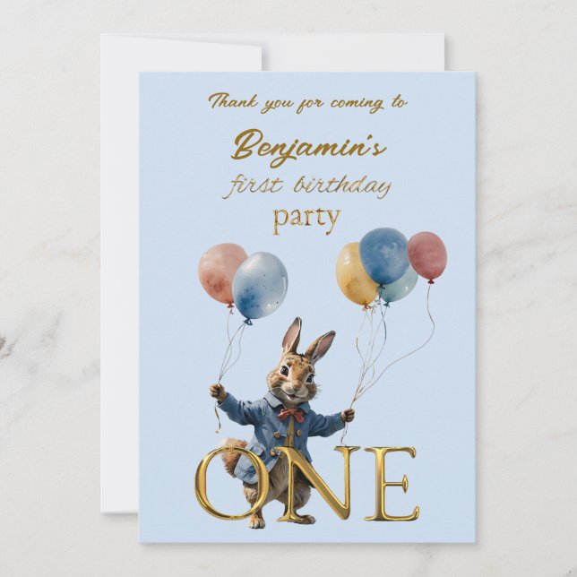 Tarjeta De Agradecimiento Nombre personalizado Peter el primer cumpleaños de (Anverso)