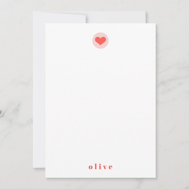 Tarjeta De Agradecimiento Nombre personalizado rosa del corazón moderno (Anverso)