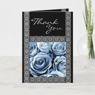 Tarjeta De Agradecimiento NOMBRE PERSONALIZADO - Rosas ICE BLUE de agradecim