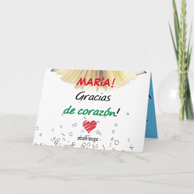 Tarjeta De Agradecimiento Nombre profesor-a Gracias de corazón (Anverso)