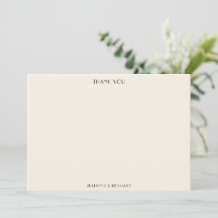 Tarjeta De Agradecimiento Nombres Art Deco Marfil Crema Negro Boda Elegante