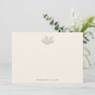 Tarjeta De Agradecimiento Nombres de boda minimalistas de flores folk blush
