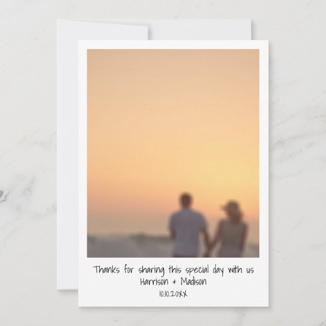 Tarjeta De Agradecimiento Nombres de fotos instantáneos retro boda Gracias t (Anverso)